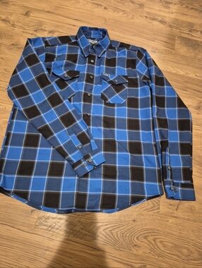 Dixxon Pantera Far Beyond Driven Men's LT Large Tall Blue Plaid Flannel